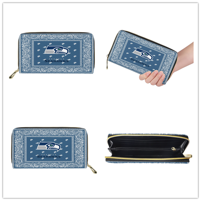 Seattle Seahawks PU Leather Zip Wallet 001